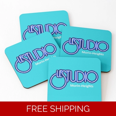 Coasters Aqua Blue White & Blue logo Morin-Heights (set of 4)